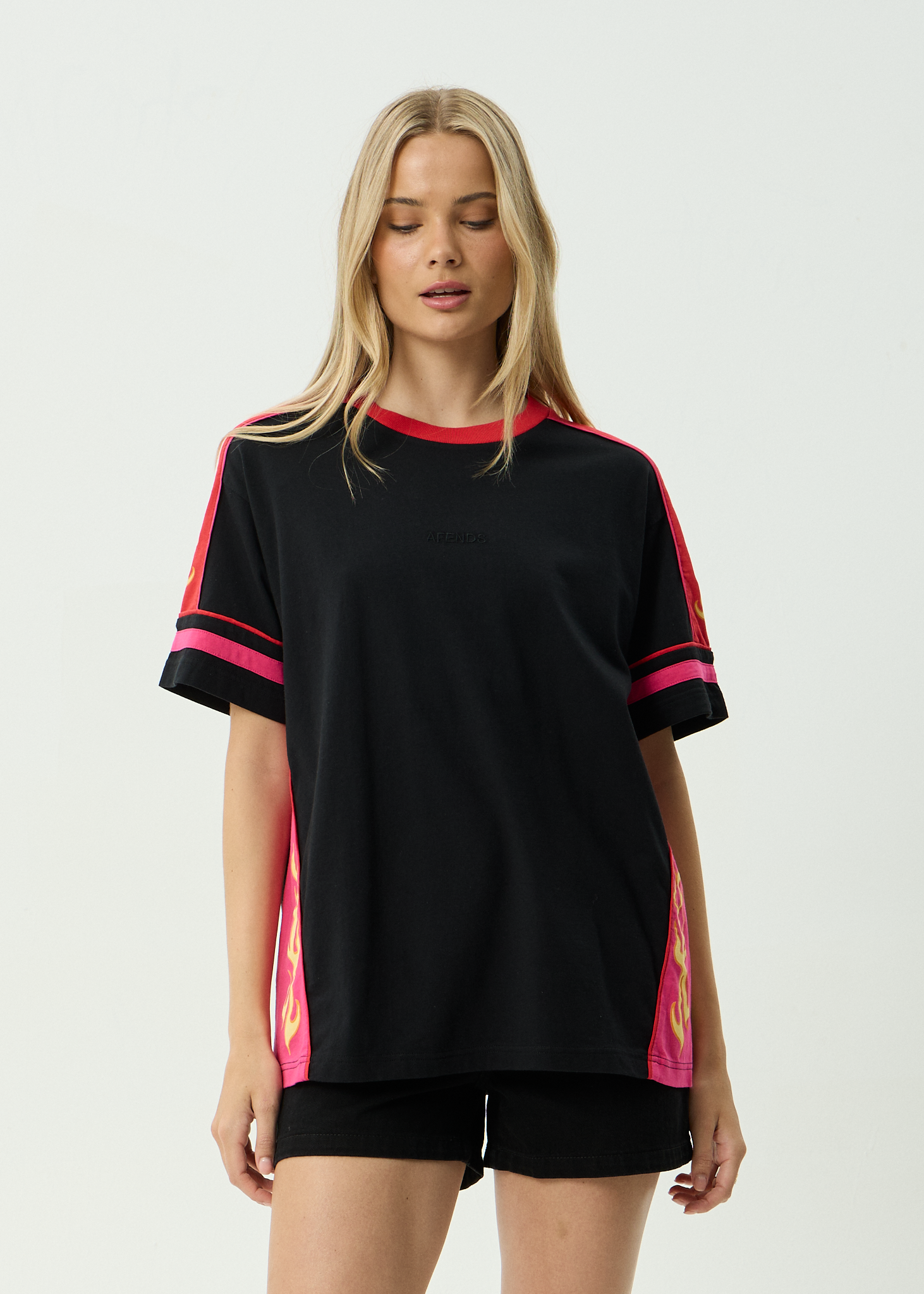 AFENDS Womens Dolphin Derby - Recycled Oversized Tee - Black