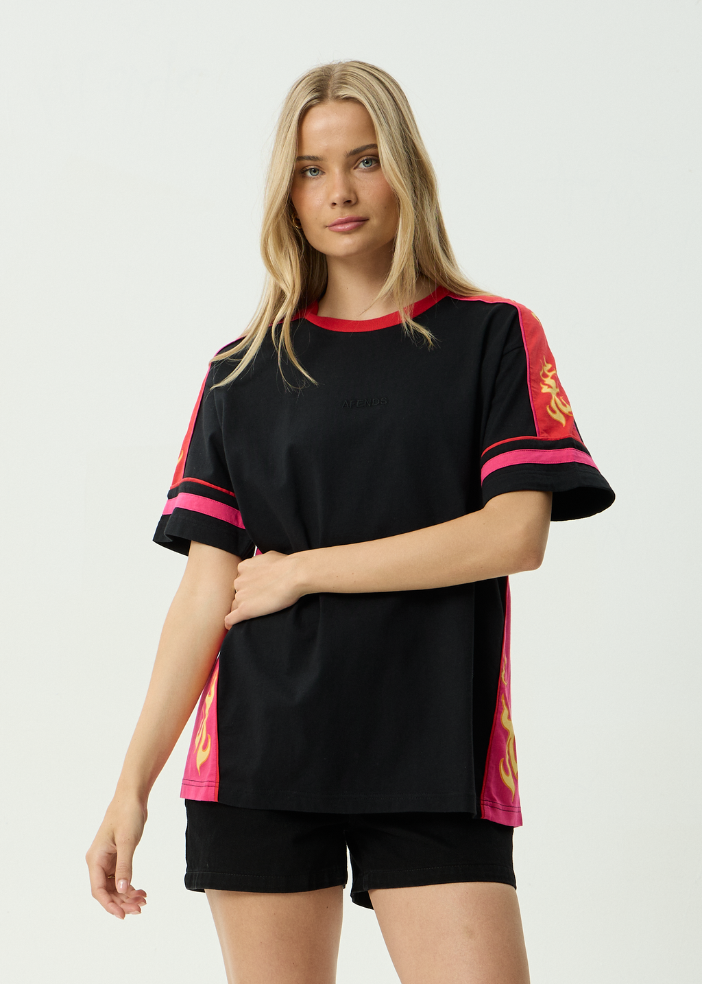 AFENDS Womens Dolphin Derby - Recycled Oversized Tee - Black
