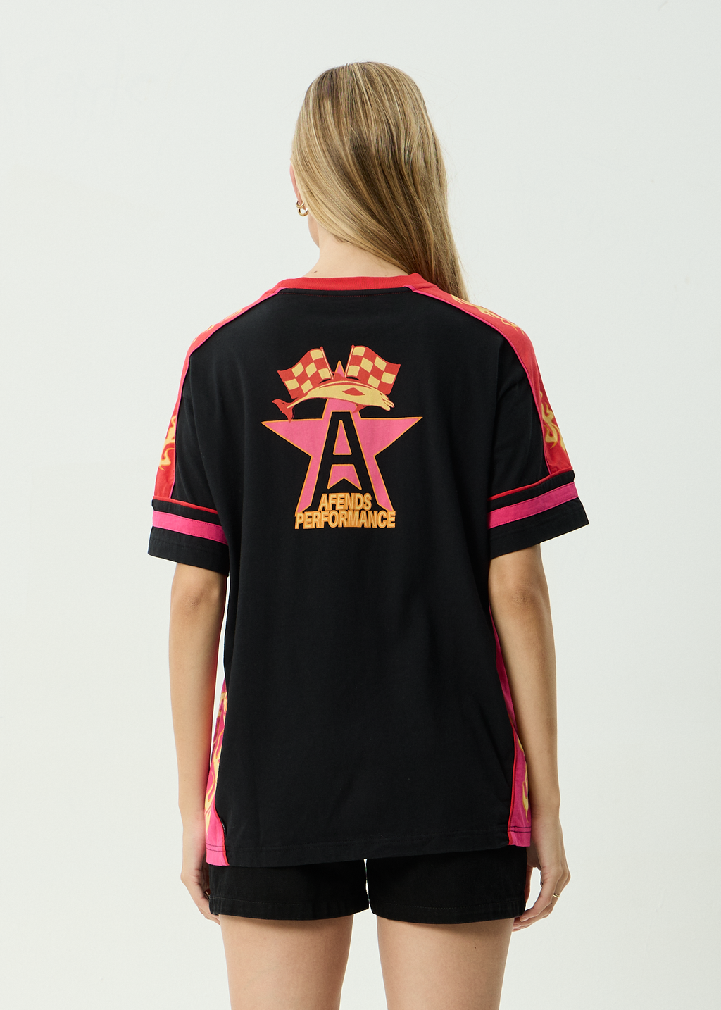 AFENDS Womens Dolphin Derby - Recycled Oversized Tee - Black