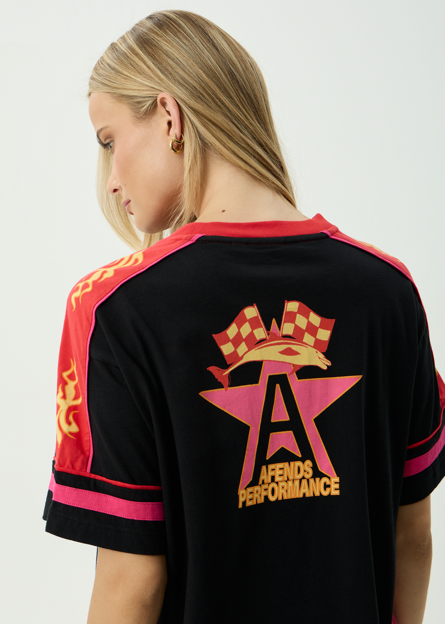 AFENDS Womens Dolphin Derby - Recycled Oversized Tee - Black