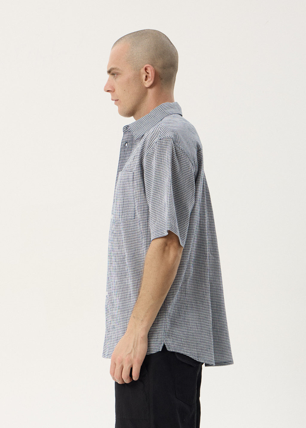 AFENDS Mens Independent - Short Sleeve Shirt - Navy Check