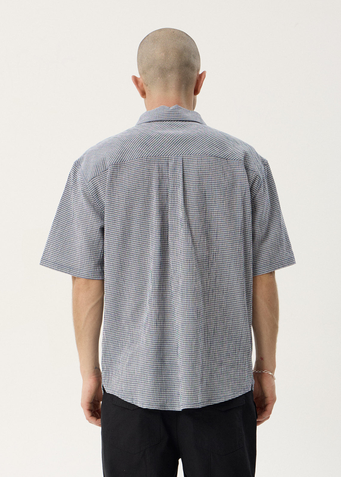 AFENDS Mens Independent - Short Sleeve Shirt - Navy Check