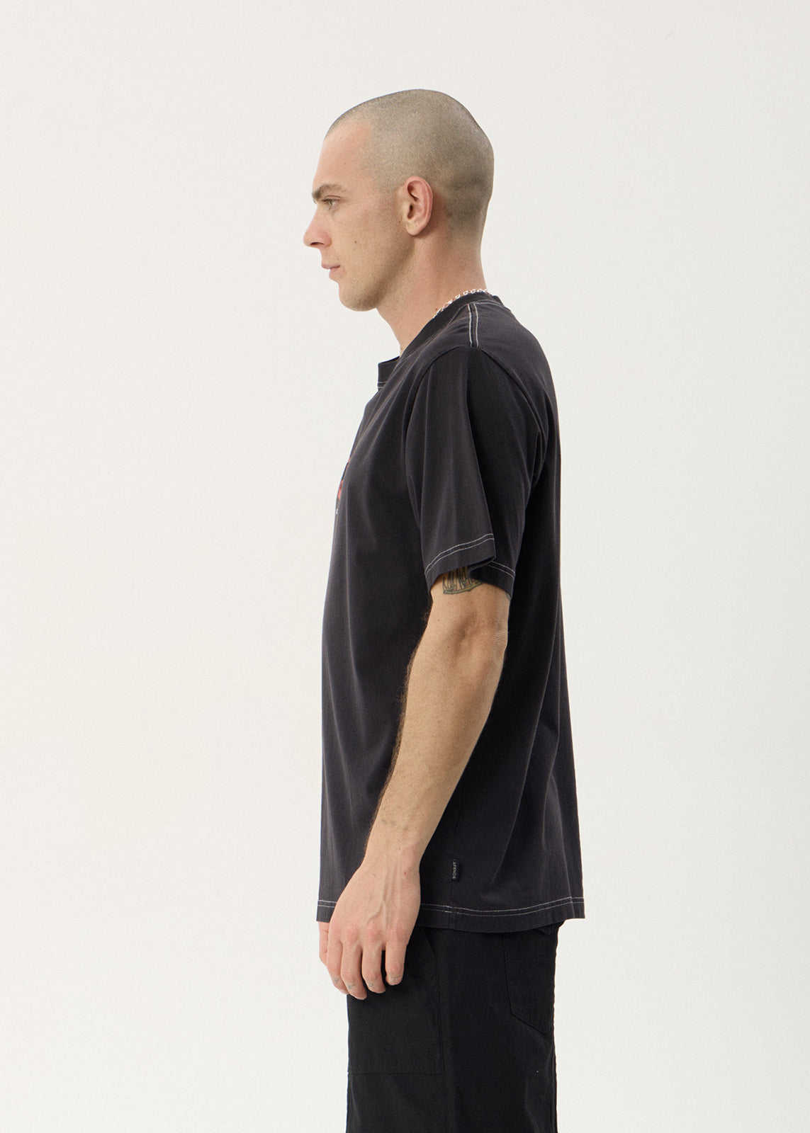 AFENDS Mens Trophy - Retro Tee - Stone Black