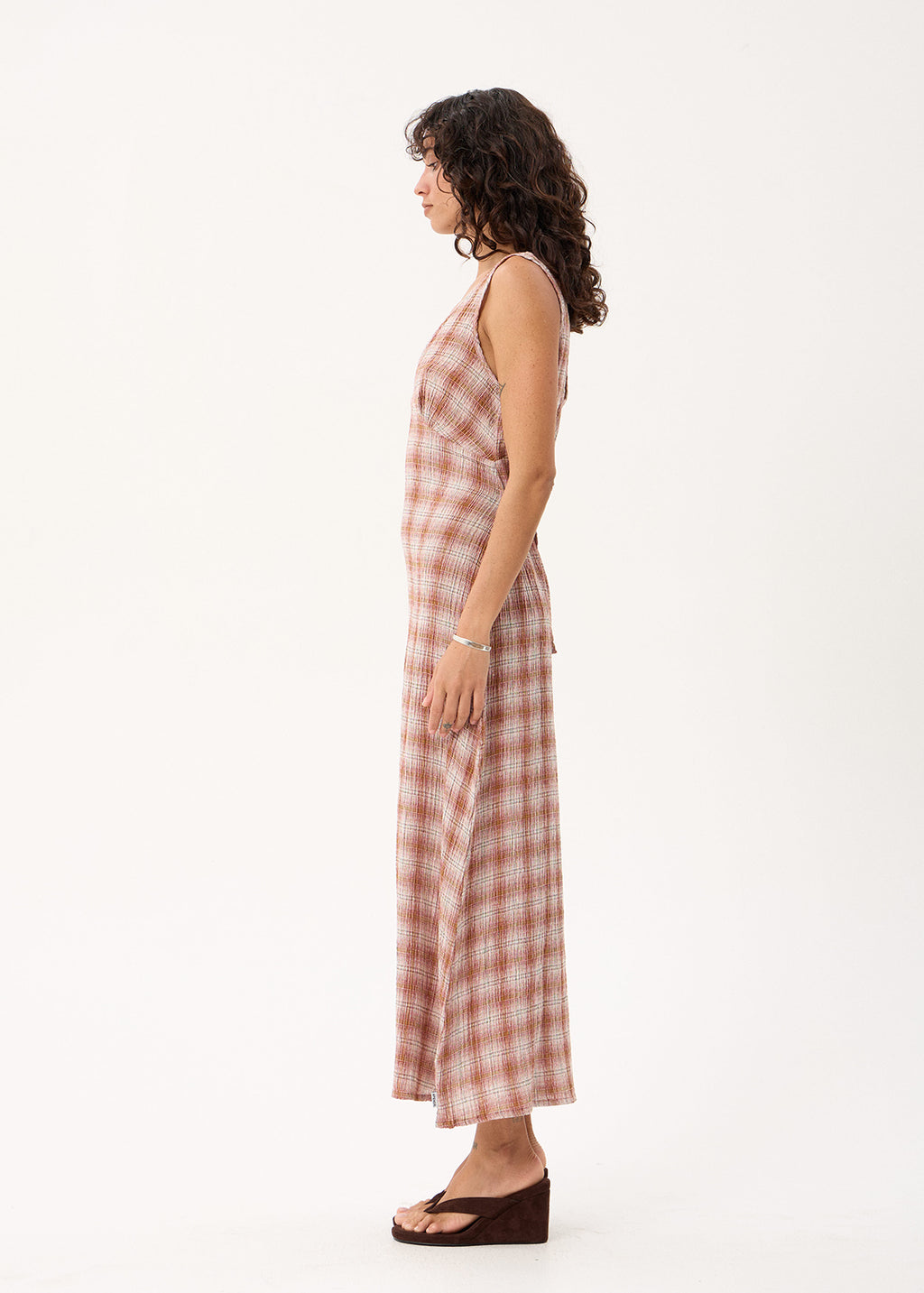 AFENDS Tully - Seersucker Maxi Dress - Desert Check