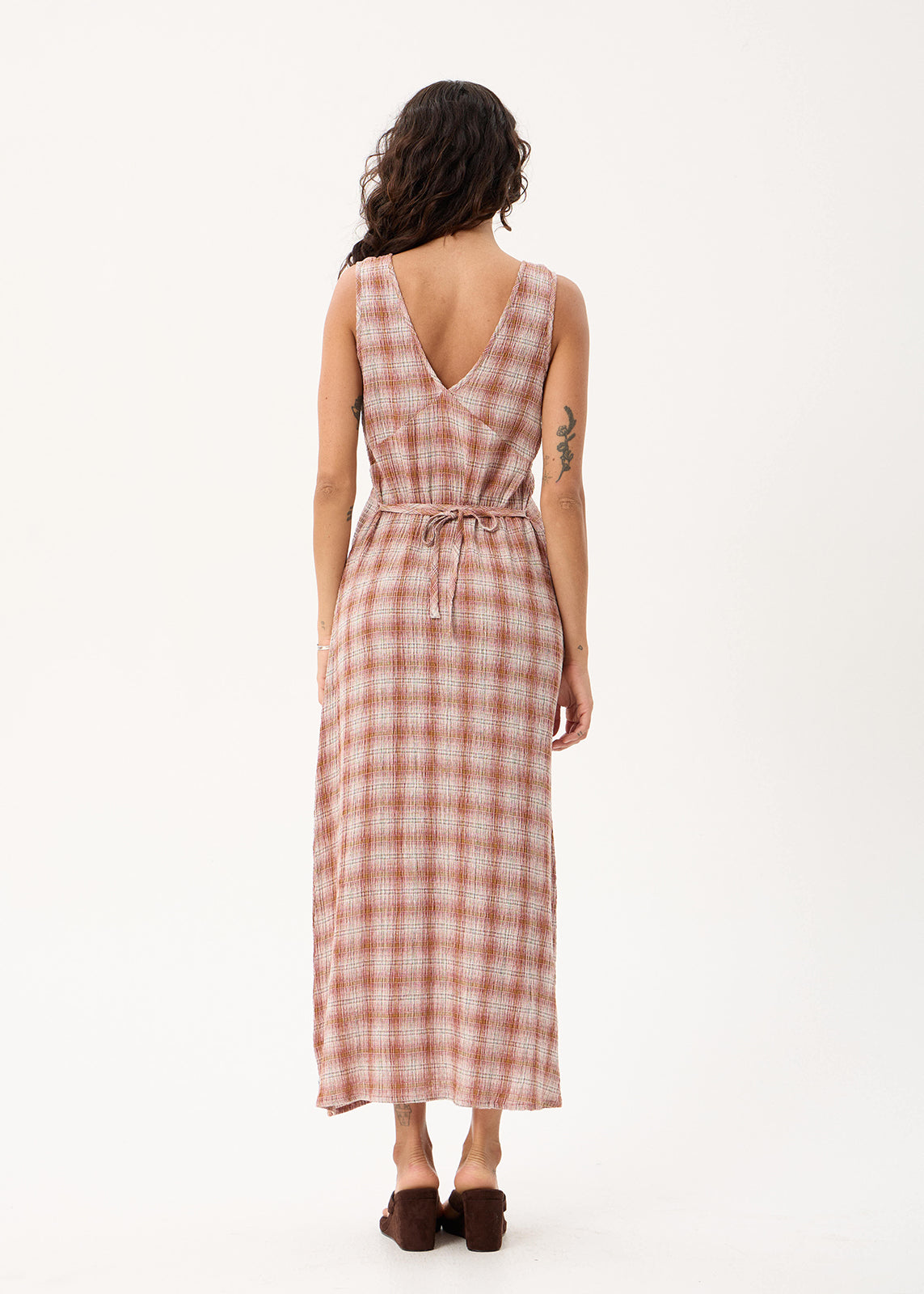 AFENDS Tully - Seersucker Maxi Dress - Desert Check