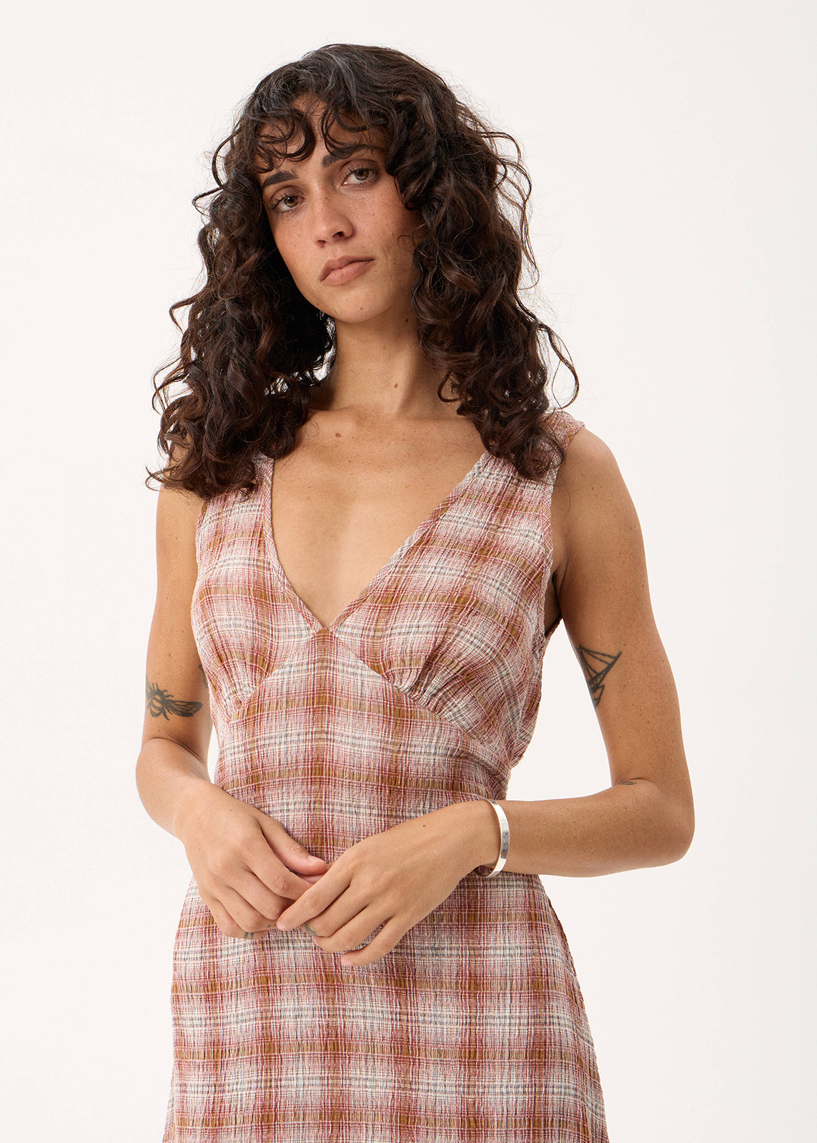 AFENDS Tully - Seersucker Maxi Dress - Desert Check