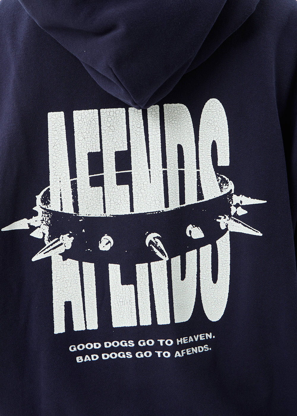 AFENDS Mens Bad Dog - Boxy Pull On Hood - Washed Deep Sea