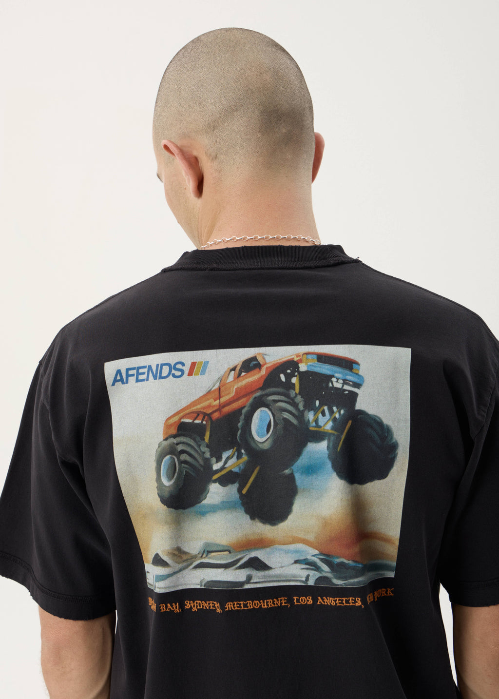 AFENDS Mens Mayhem - Heavyweight Boxy Tee - Stone Black