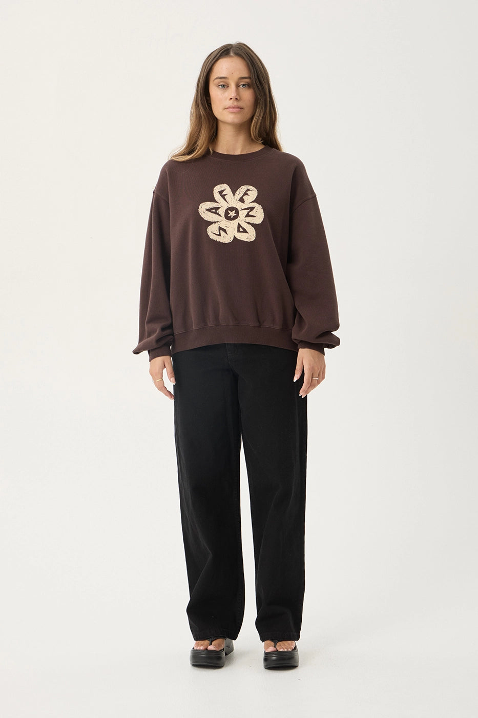 AFENDS Womens Raven - Crew Neck - Washed Coffee