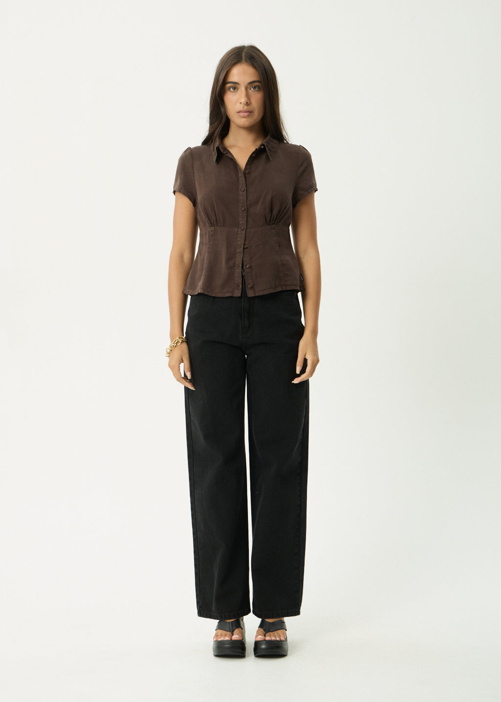 AFENDS Evie - Short Sleeve Shirt - Coffee