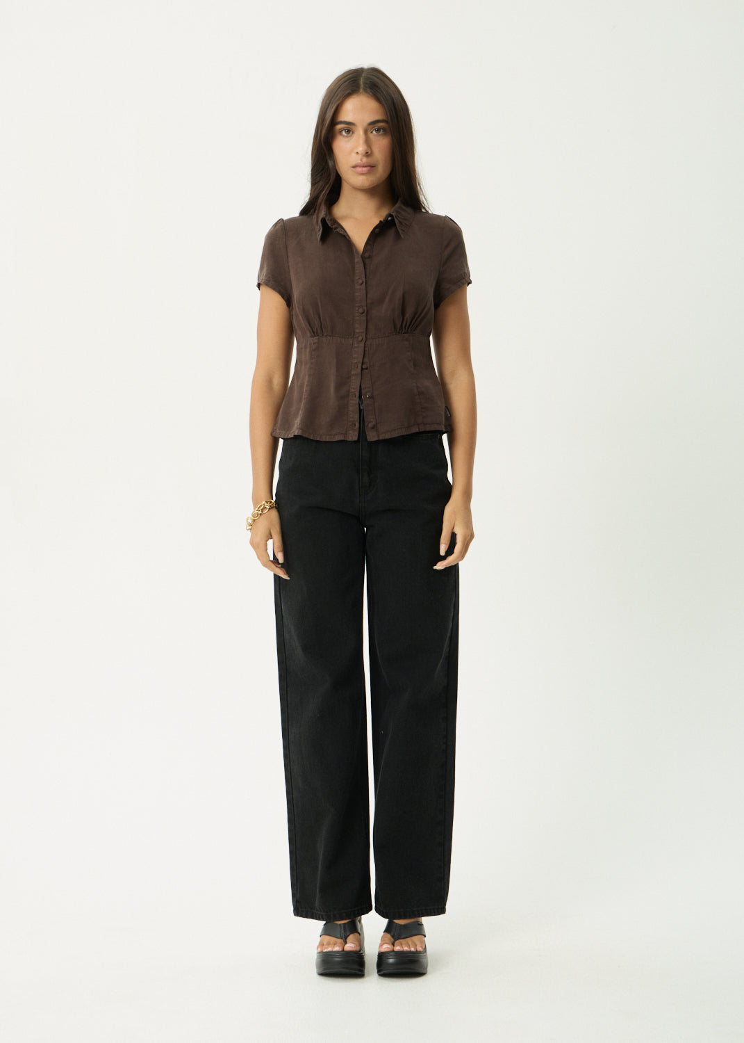 AFENDS Evie - Short Sleeve Shirt - Coffee