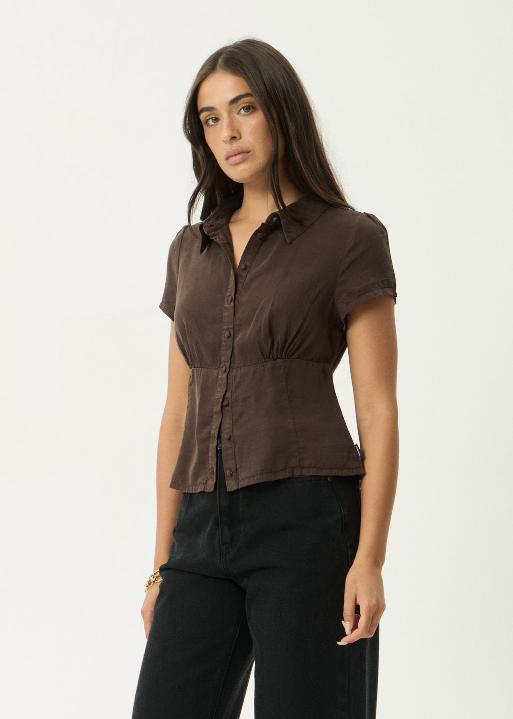 AFENDS Evie - Short Sleeve Shirt - Coffee