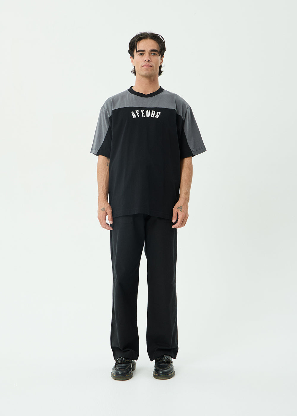 AFENDS Mens Contingent - Boxy Vintage Tee - Black