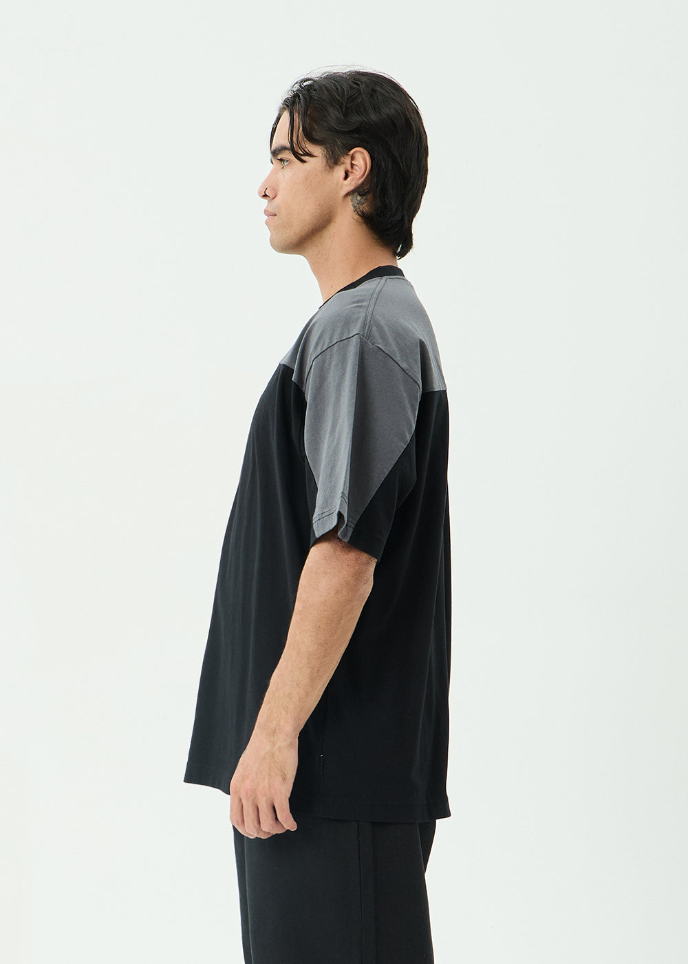 AFENDS Mens Contingent - Boxy Vintage Tee - Black