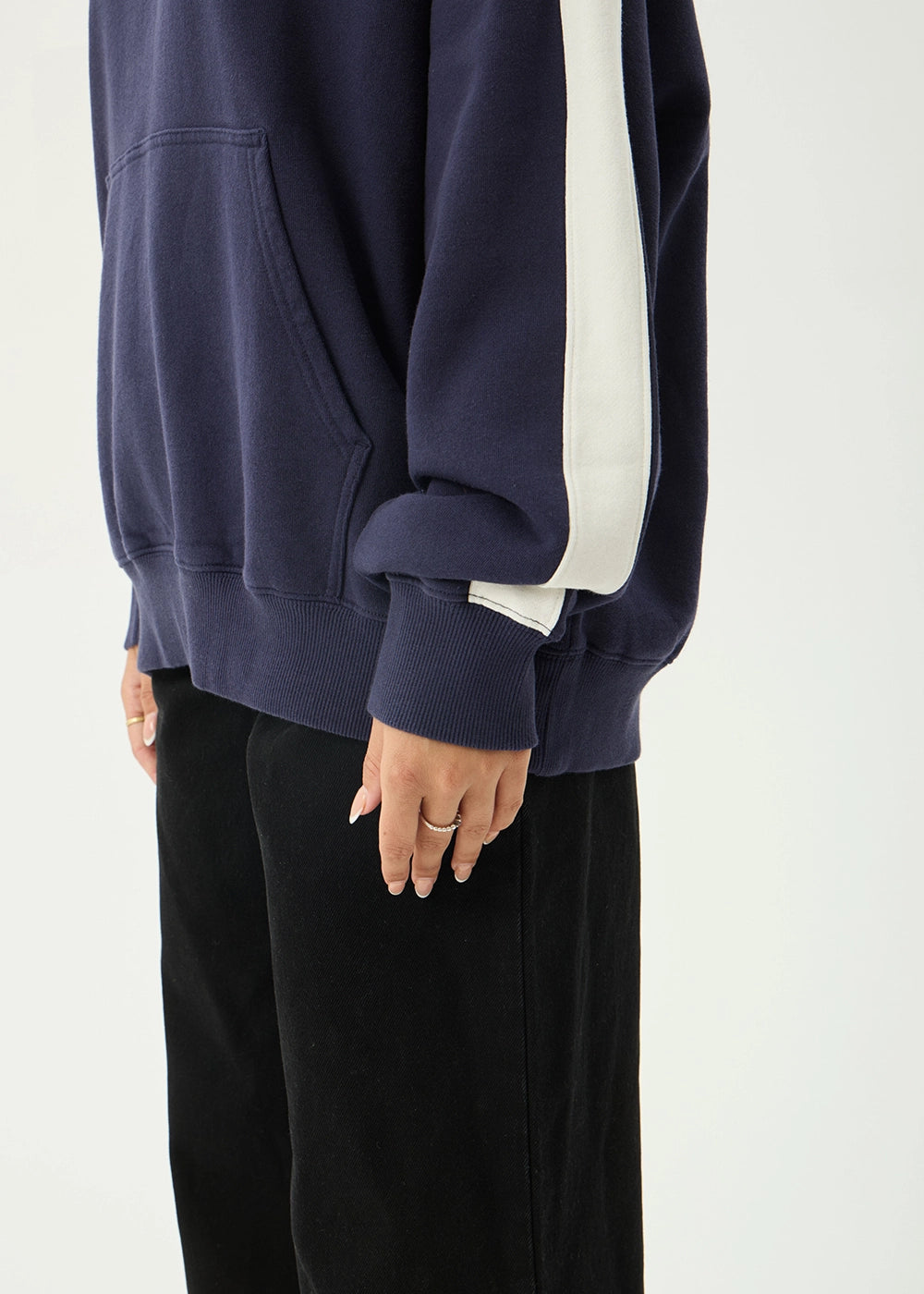 AFENDS Womens Community Garden - Quarter Zip Jumper - Washed Deep Sea