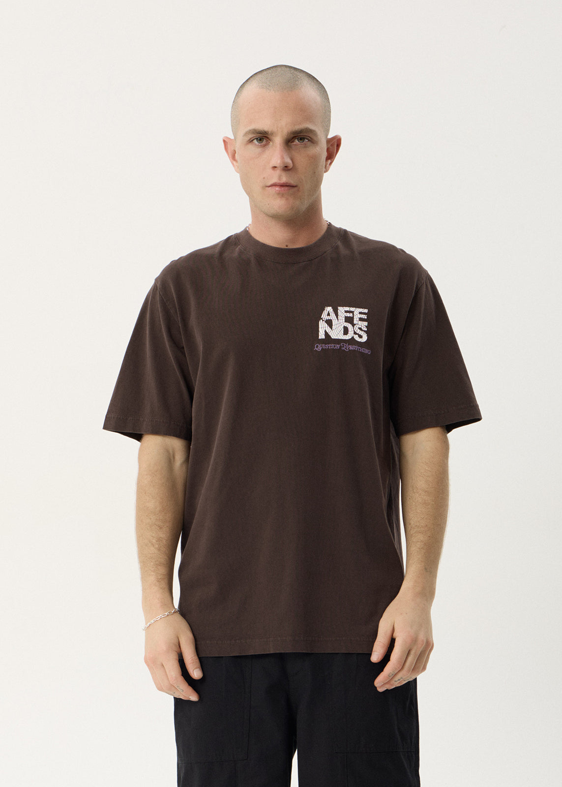 AFENDS Mens Funnel - Retro Tee - Washed Coffee