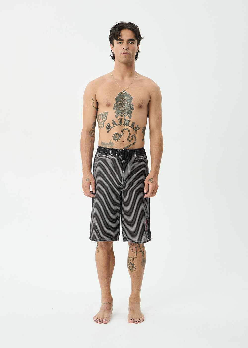 AFENDS Mens Forum - Surf Related V2 Boardshort 22 Inch - Black Stripe