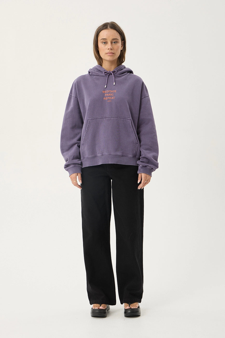AFENDS Womens Loop State - Pull On Hood - Vintage Aubergine