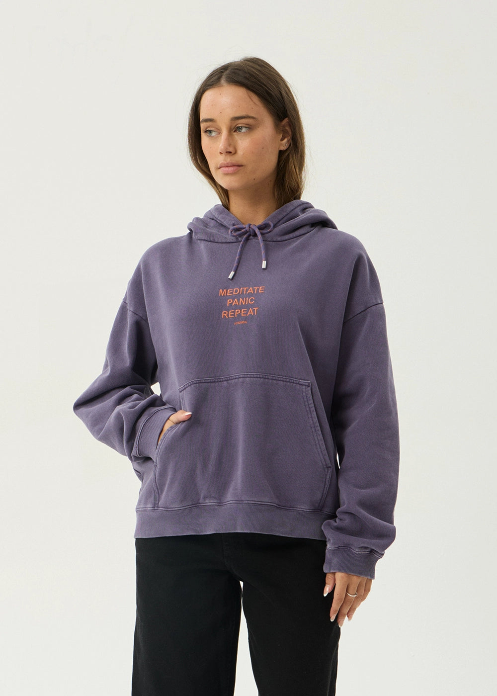 AFENDS Womens Loop State - Pull On Hood - Vintage Aubergine