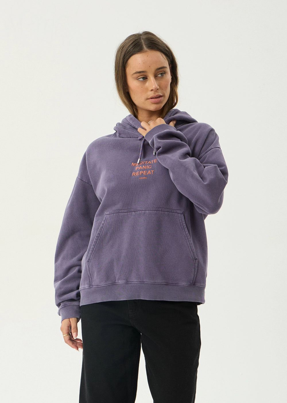 AFENDS Womens Loop State - Pull On Hood - Vintage Aubergine