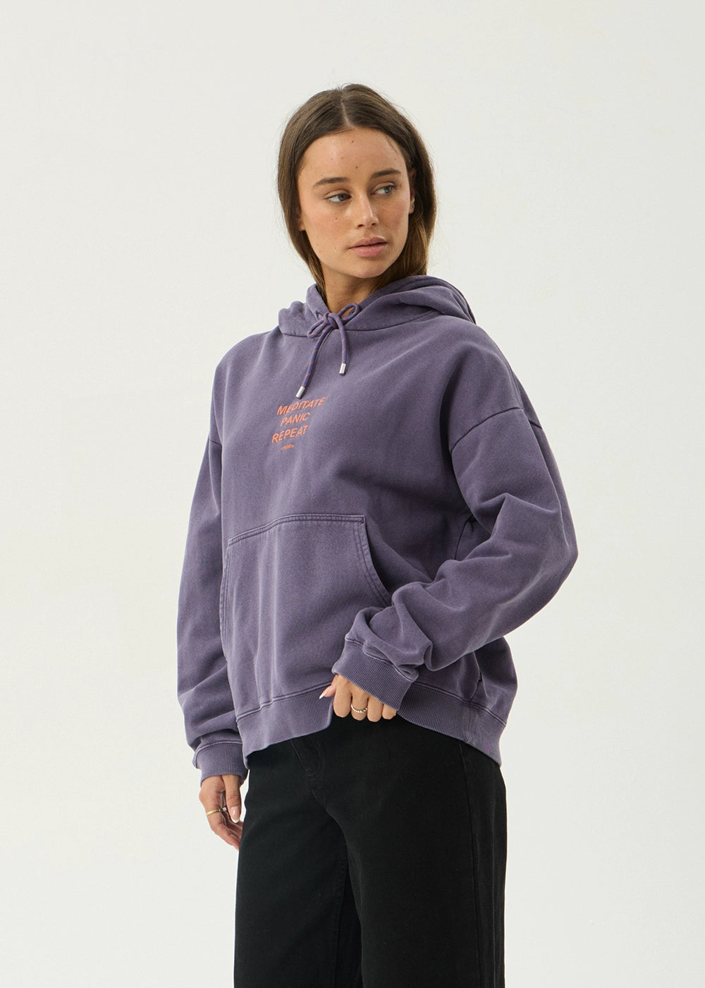 AFENDS Womens Loop State - Pull On Hood - Vintage Aubergine