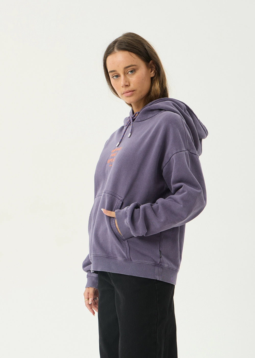 AFENDS Womens Loop State - Pull On Hood - Vintage Aubergine