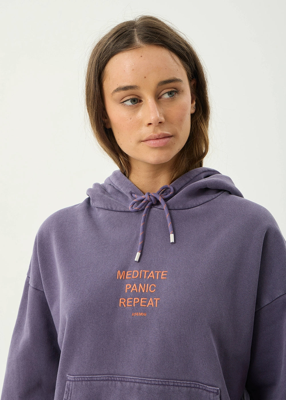 AFENDS Womens Loop State - Pull On Hood - Vintage Aubergine