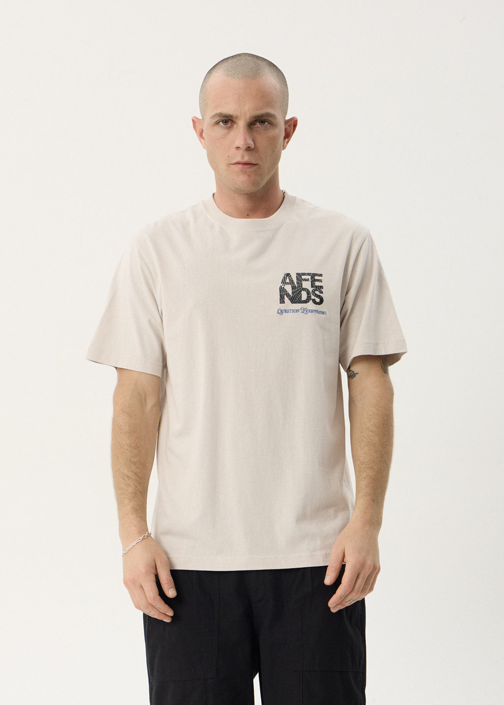 AFENDS Mens Funnel - Retro Tee - Moonbeam
