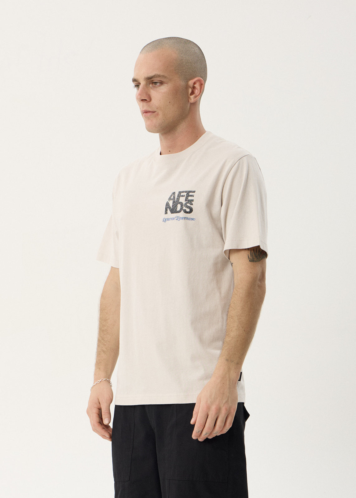 AFENDS Mens Funnel - Retro Tee - Moonbeam