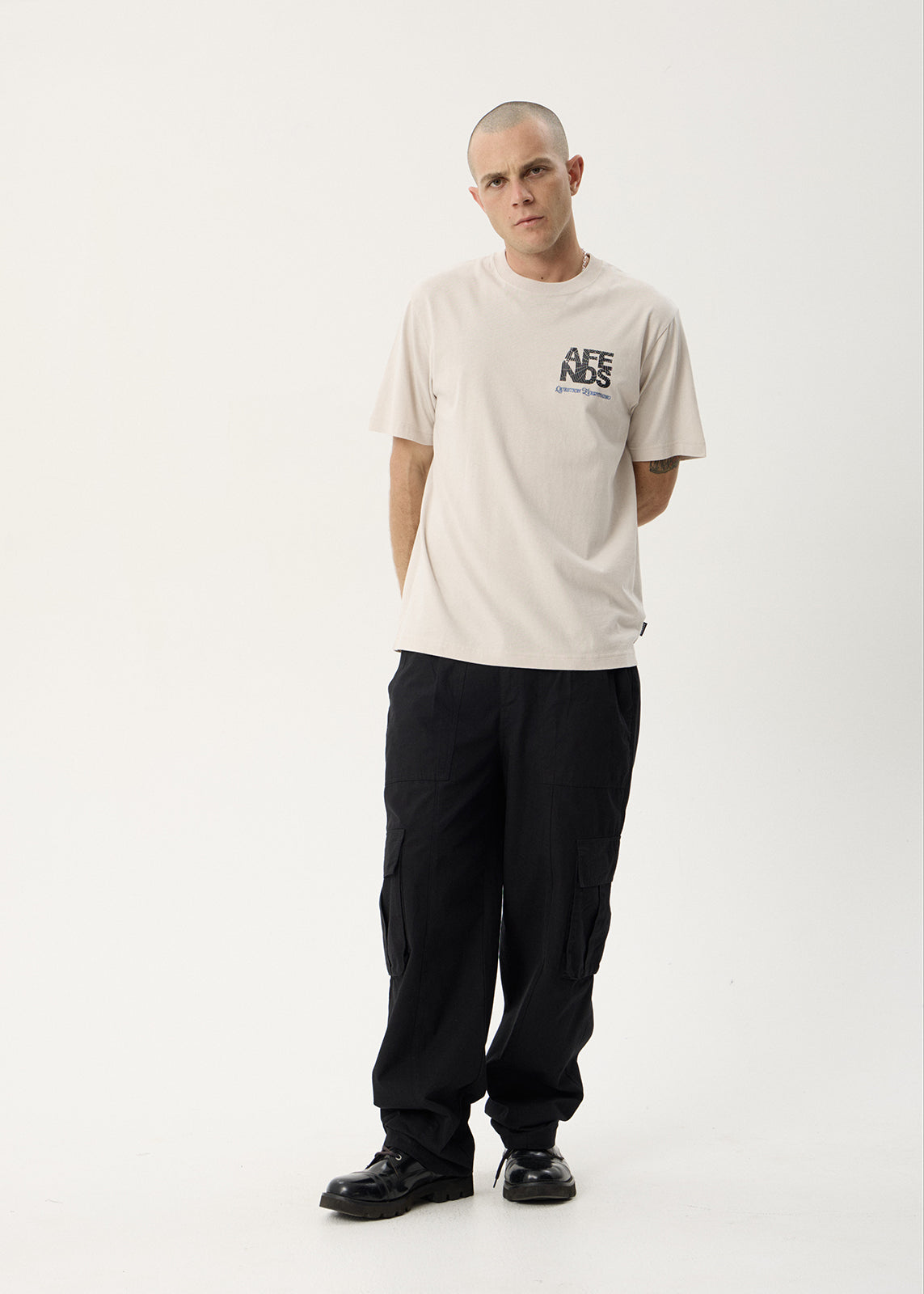 AFENDS Mens Funnel - Retro Tee - Moonbeam