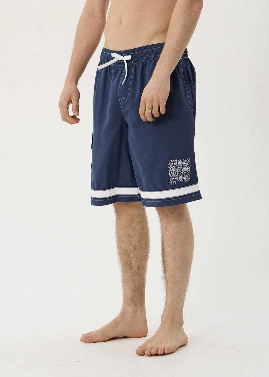 AFENDS Repetition - Cargo Swim Short 22" - Slate Blue