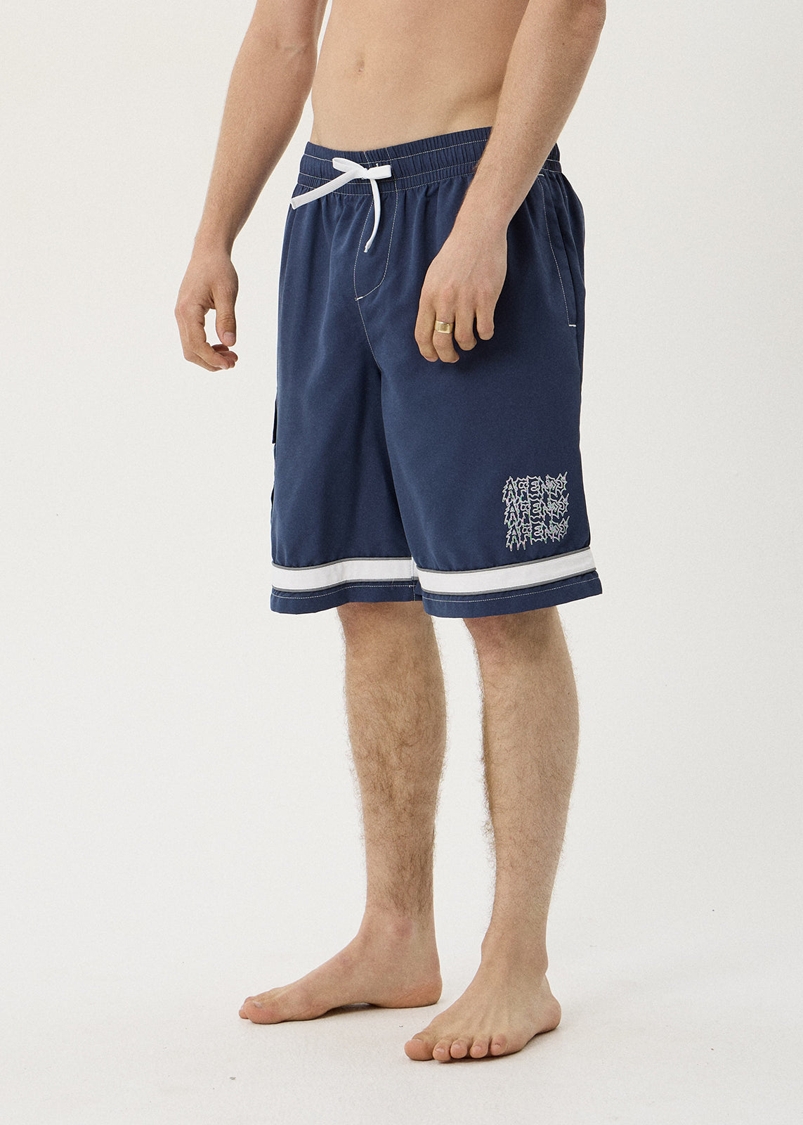 AFENDS Repetition - Cargo Swim Short 22" - Slate Blue