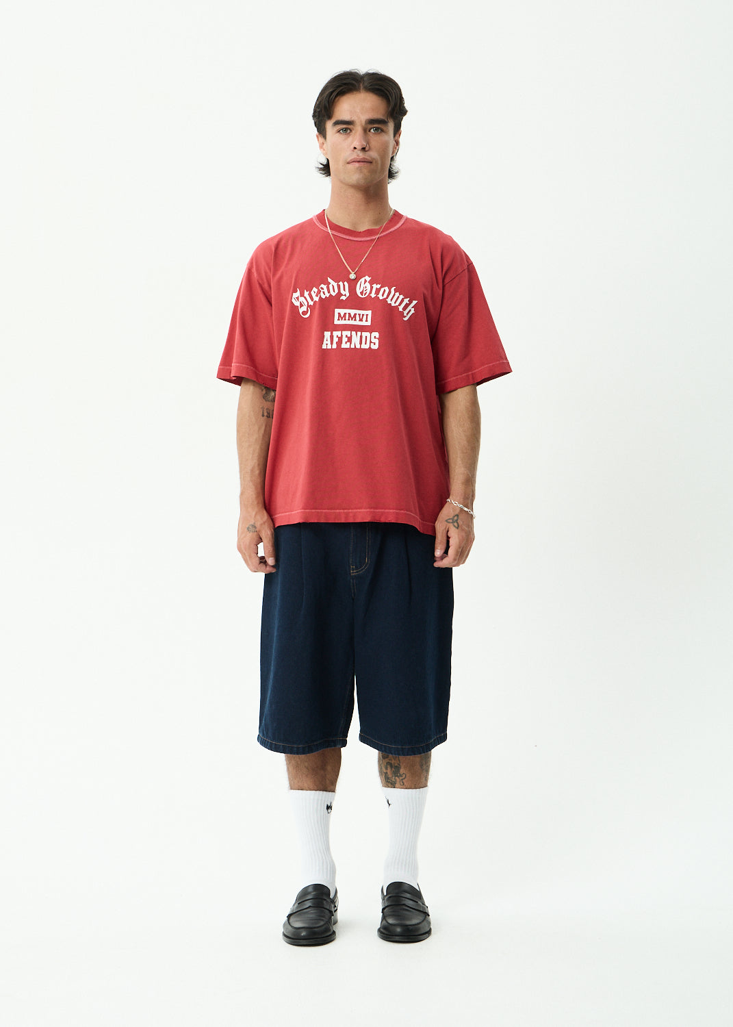 AFENDS Growth - Heavyweight Boxy Tee - Vintage Cherry