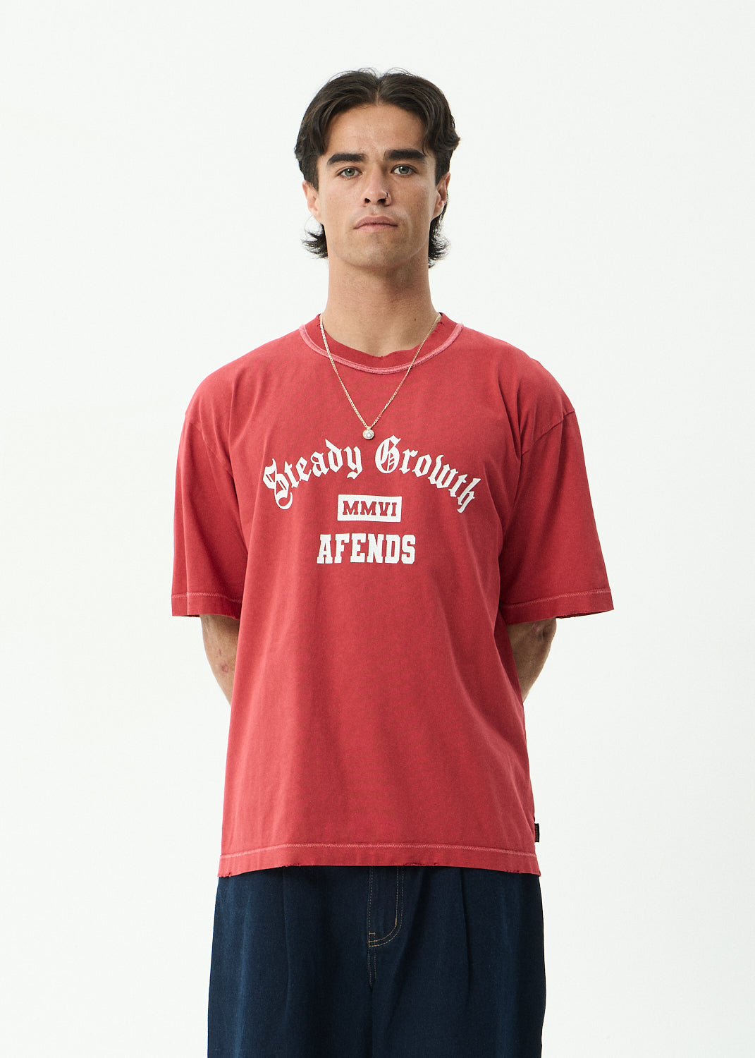 AFENDS Growth - Heavyweight Boxy Tee - Vintage Cherry