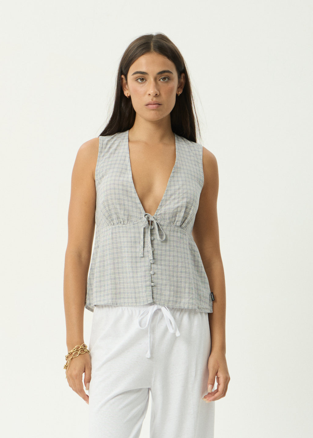 AFENDS Dahlia - Sleeveless Top - Silver Birch
