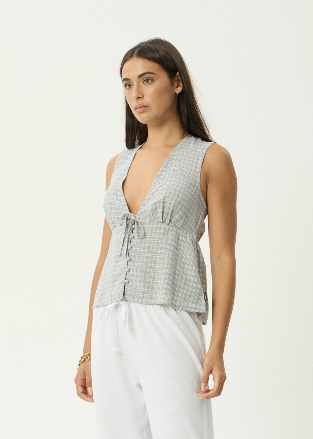 AFENDS Dahlia - Sleeveless Top - Silver Birch