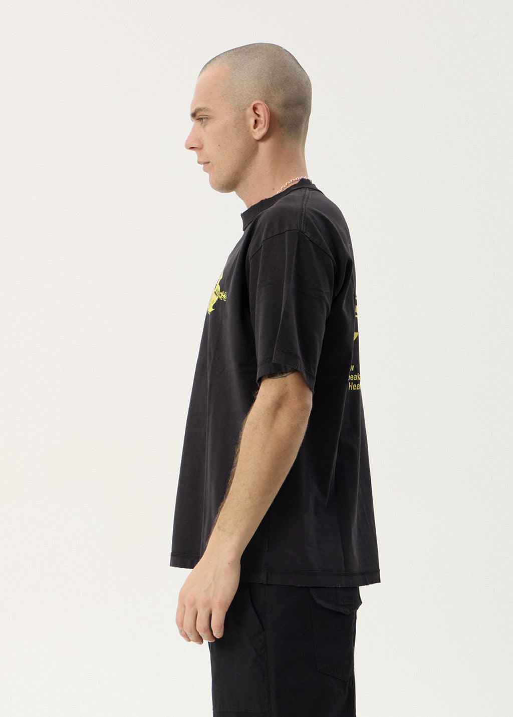 AFENDS Mens Heavy Parts - Heavyweight Boxy Tee - Stone Black