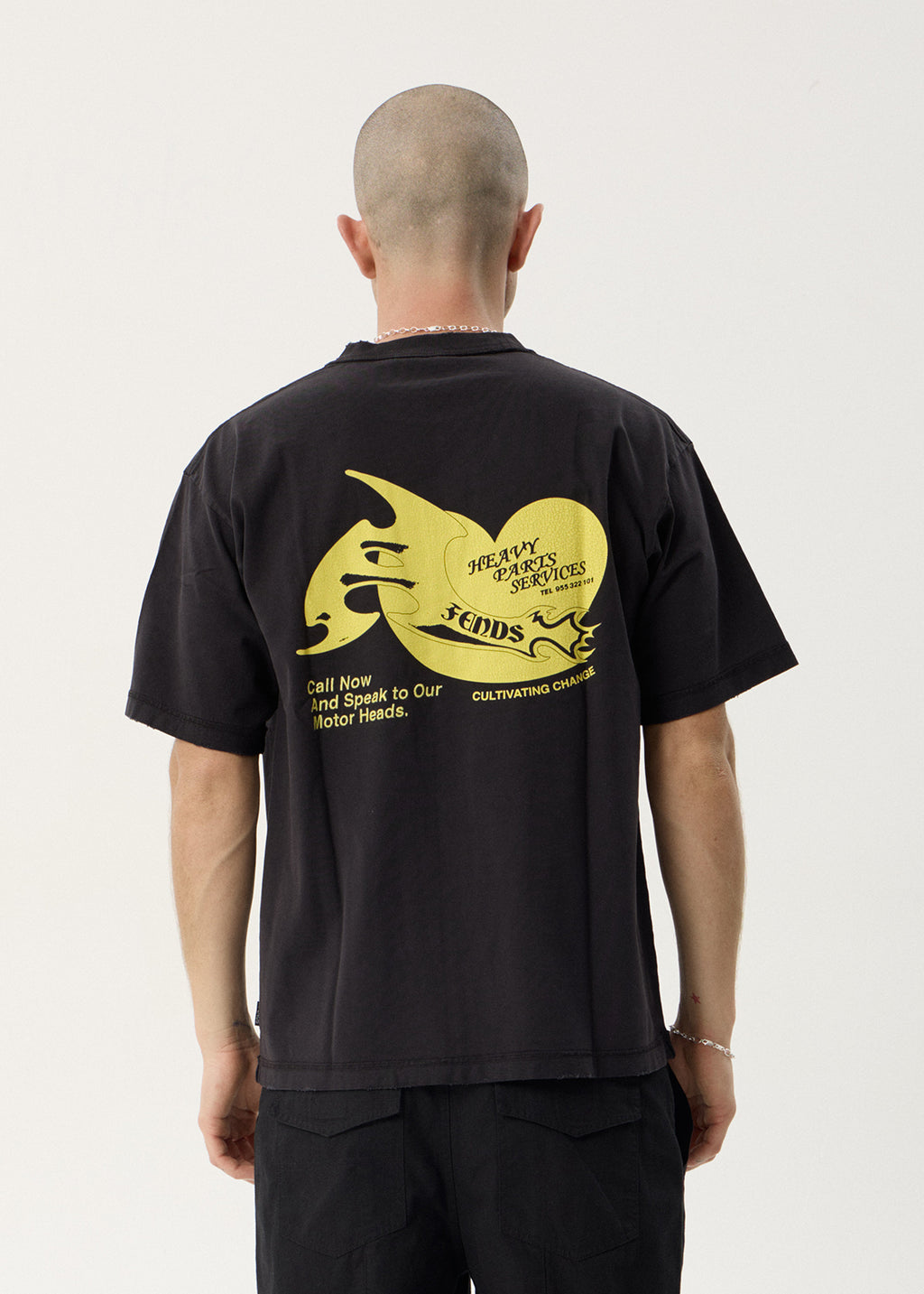 AFENDS Mens Heavy Parts - Heavyweight Boxy Tee - Stone Black