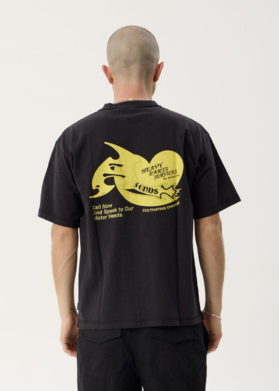 AFENDS Mens Heavy Parts - Heavyweight Boxy Tee - Stone Black