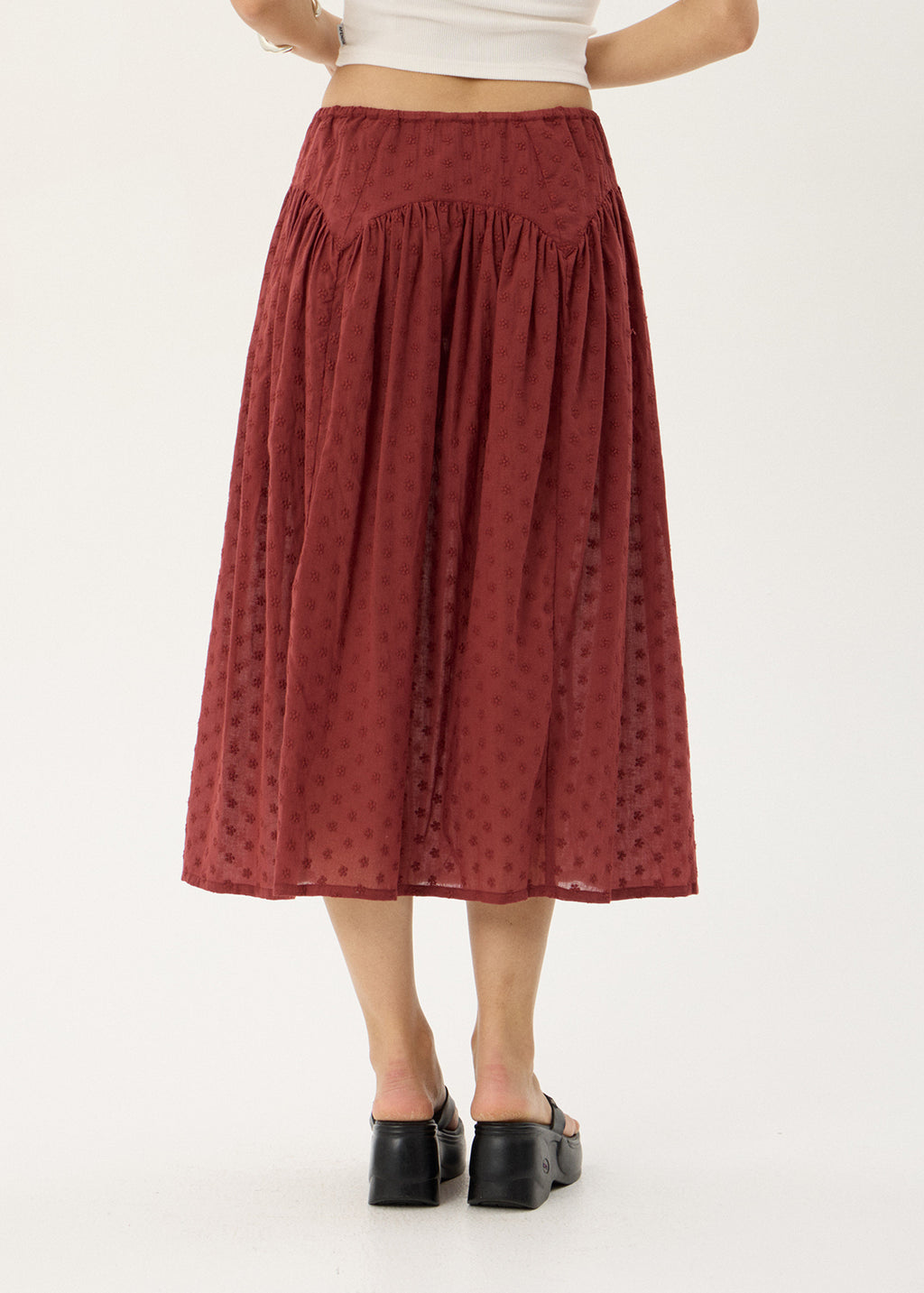 AFENDS Womens Marlow - Midi Skirt - Ruby Anglaise