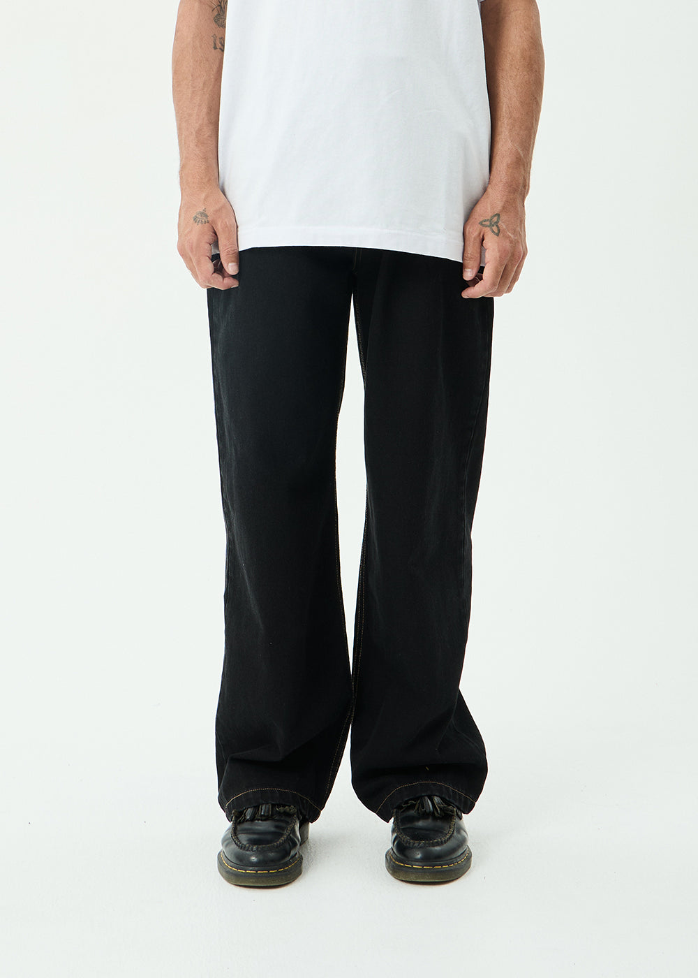 AFENDS Mens Pablo - Denim Baggy Jean - Washed Black