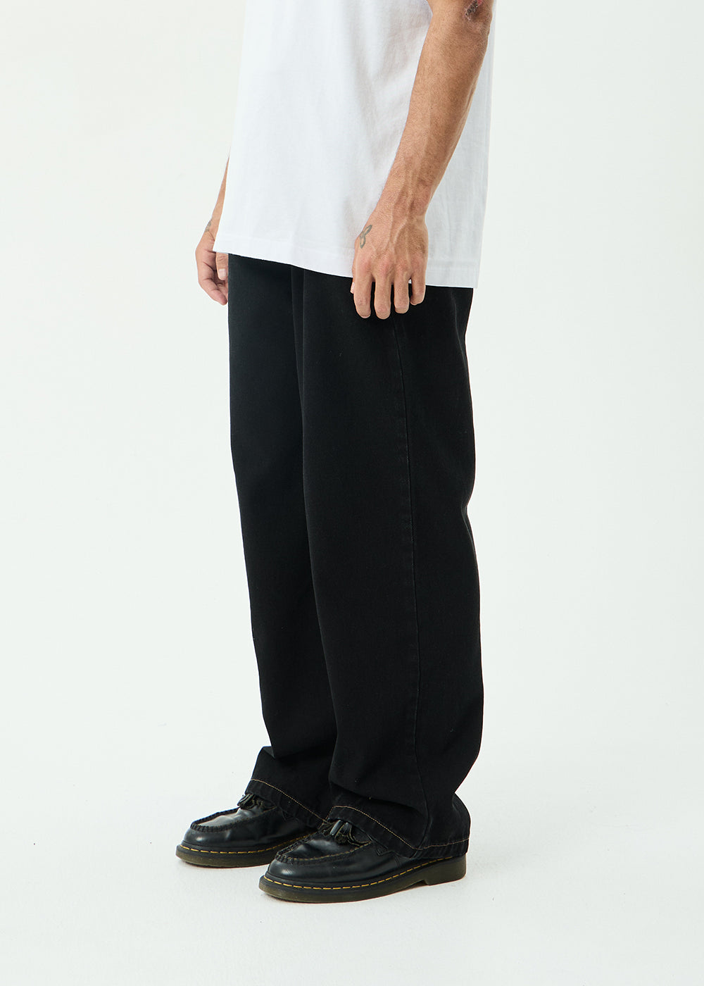 AFENDS Mens Pablo - Denim Baggy Jean - Washed Black