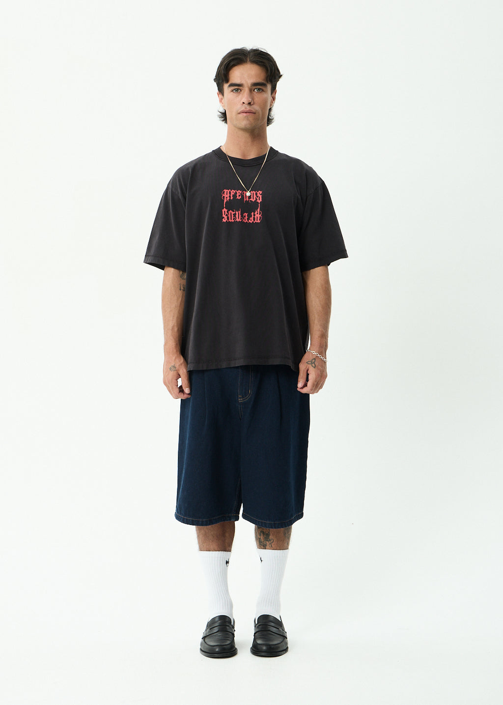AFENDS Mirror - Heavyweight Boxy Tee - Stone Black