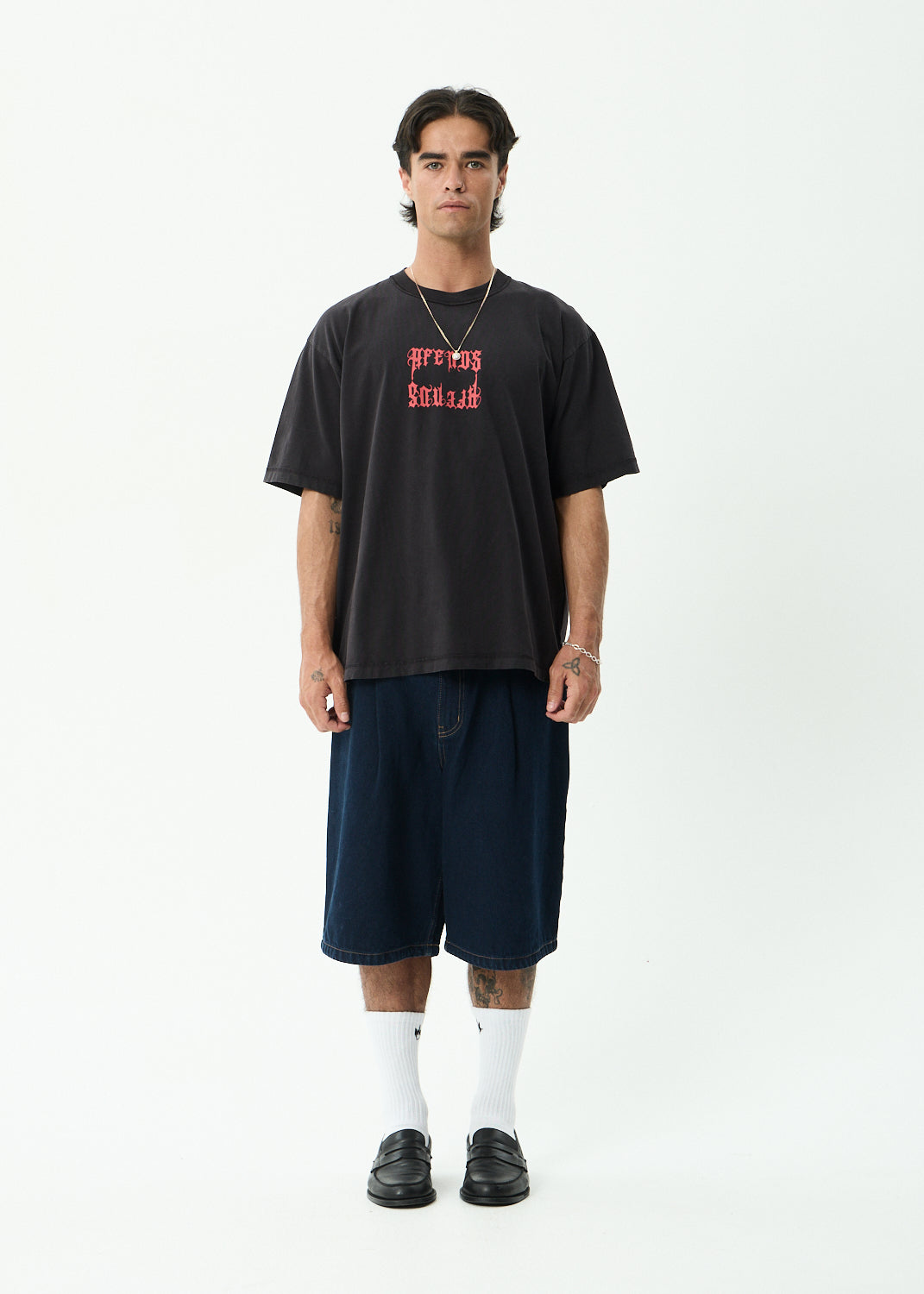AFENDS Mirror - Heavyweight Boxy Tee - Stone Black