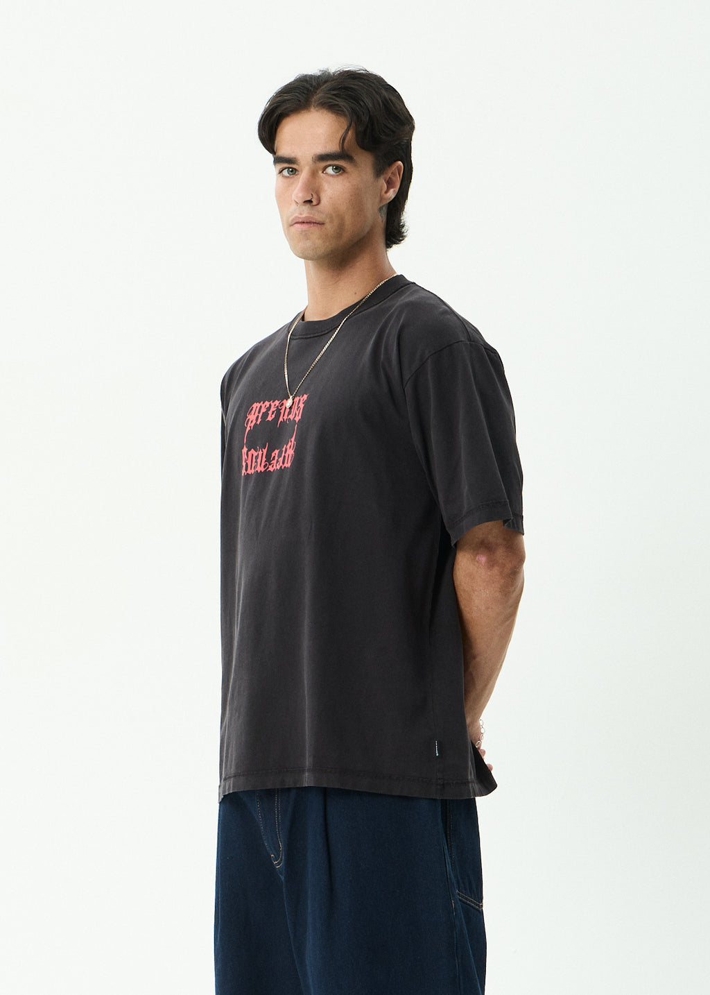 AFENDS Mirror - Heavyweight Boxy Tee - Stone Black