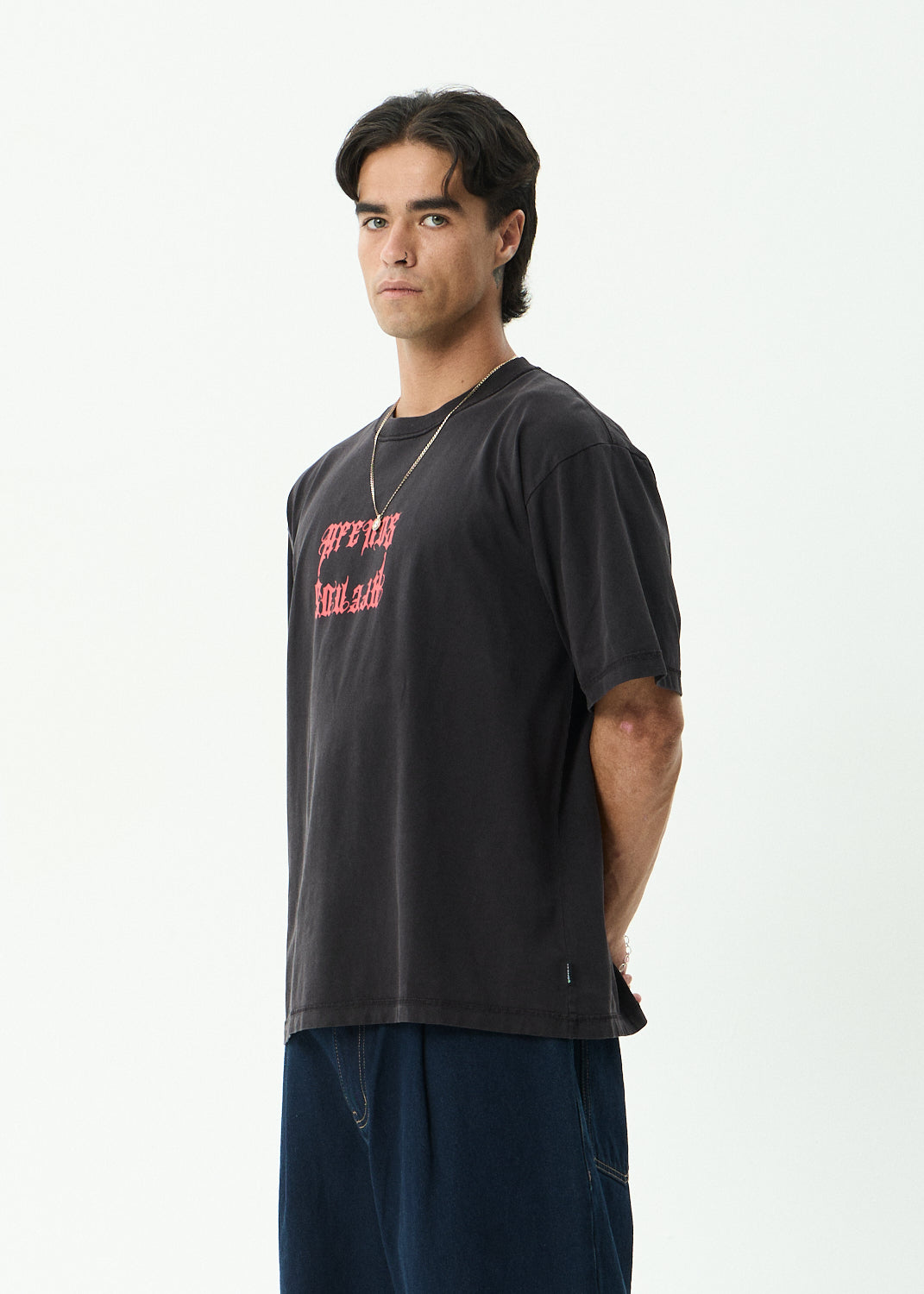 AFENDS Mirror - Heavyweight Boxy Tee - Stone Black
