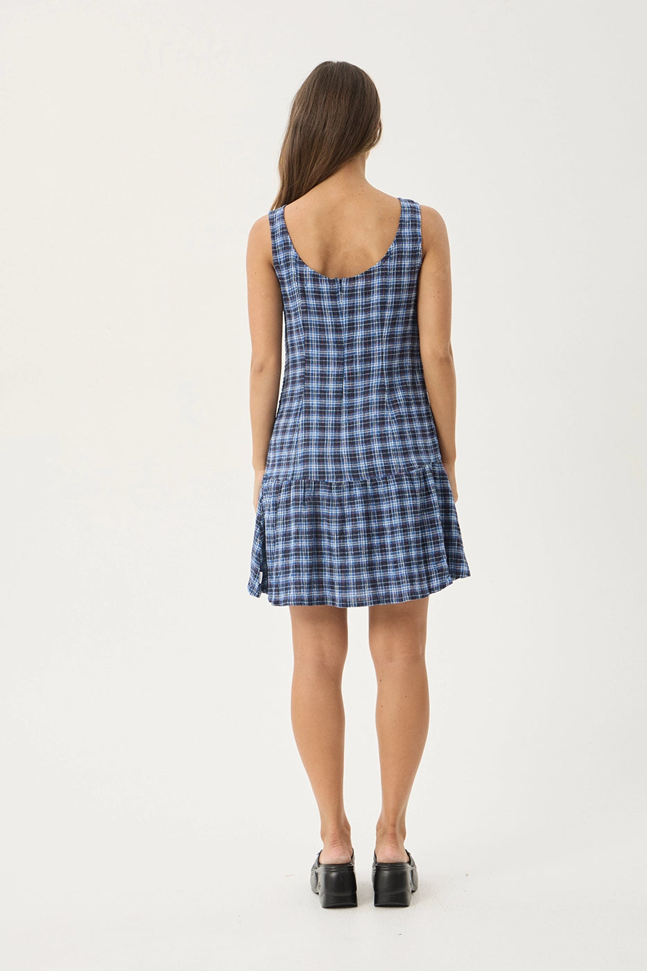 AFENDS Womens Mountains - Seersucker Mini Dress - Navy Red Check