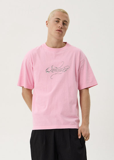 AFENDS Mens Razor - Boxy Tee - Vintage Pink