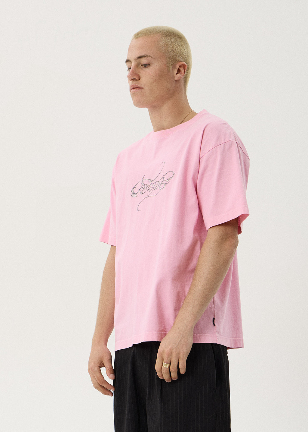 AFENDS Mens Razor - Boxy Tee - Vintage Pink