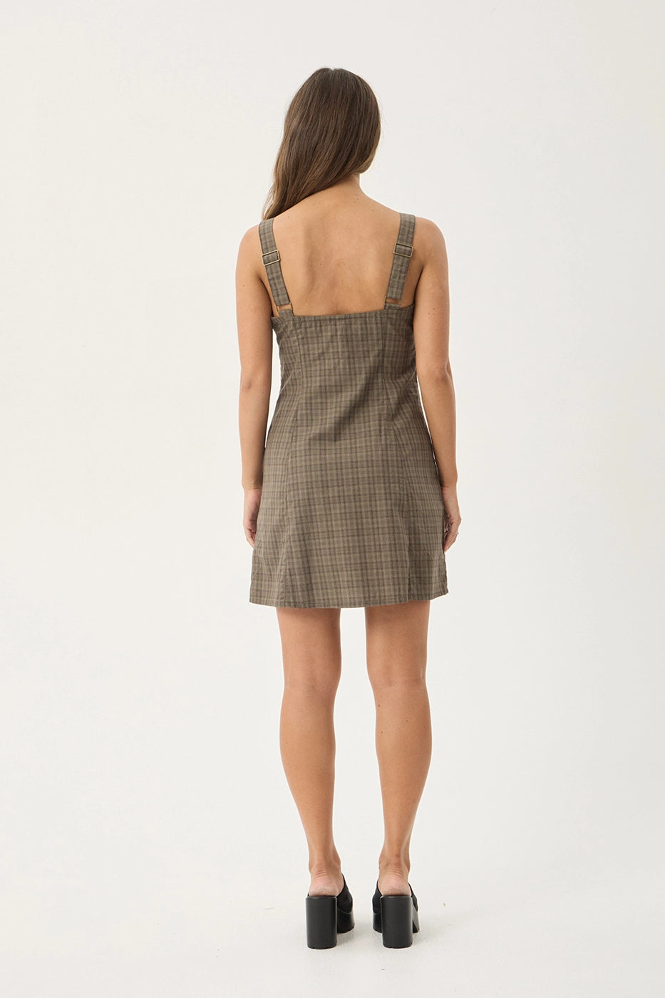 AFENDS Womens Shadow Gerry - Mini Dress - Stone Check